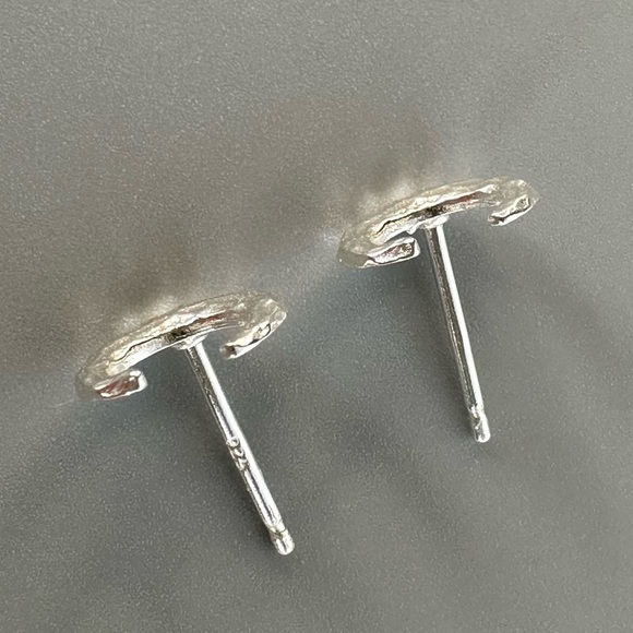 Tiny Silver Moon Ear Studs - Picture 8 of 11